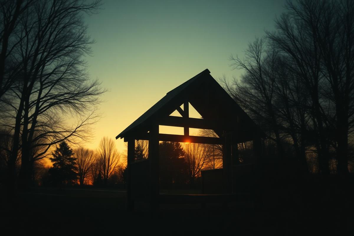 Playground structure at twilight